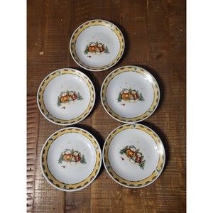 Lot of 5 pcs Gibson Frolic Snowman Salad Plate 7” Debi Hron 2003 Christmas